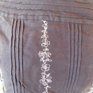 Black Skirt with White Floral Embroidery
